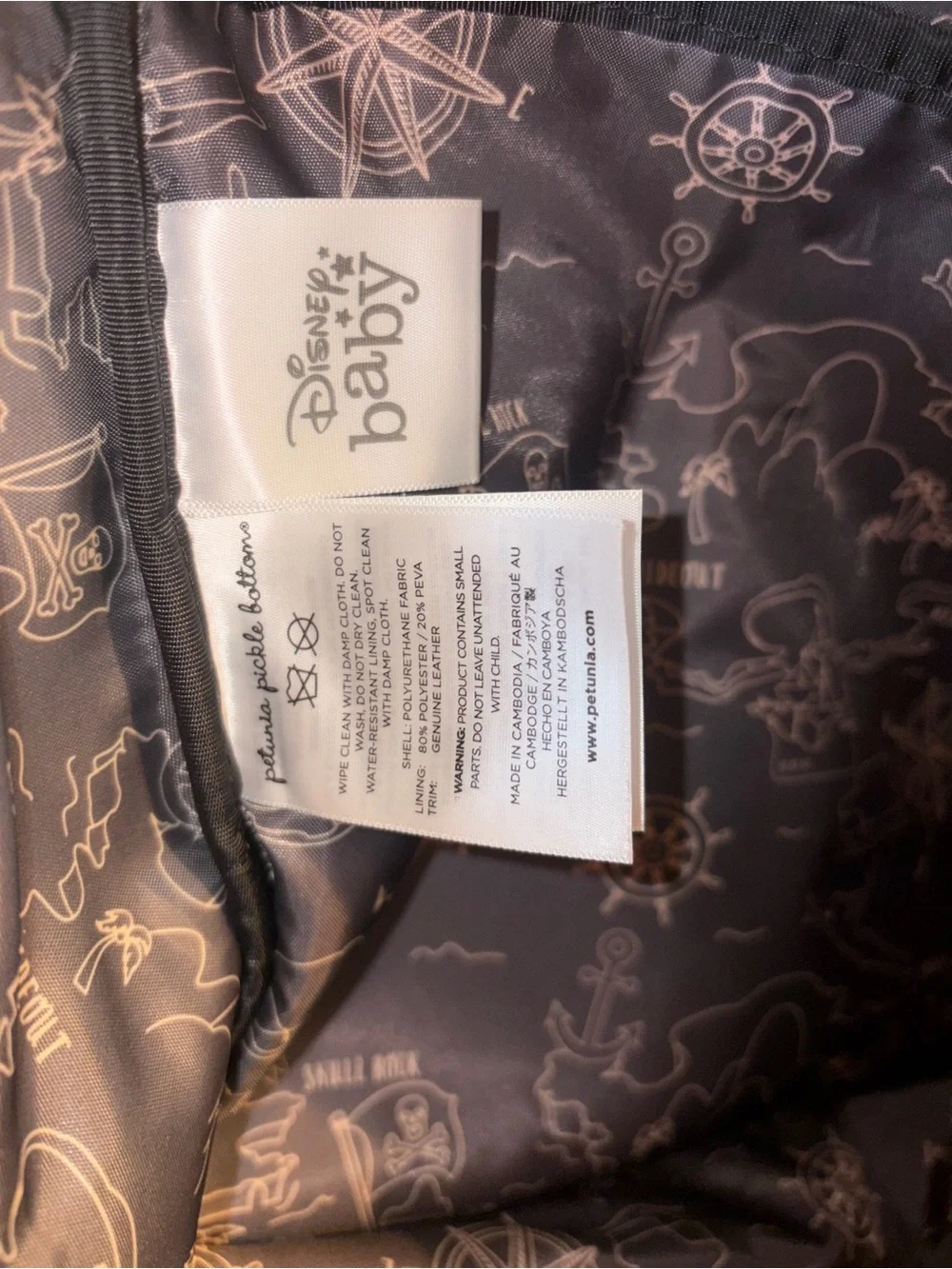 Petunia Pickle Bottom Off to Neverland Peter Pan Print Meta diaper bag Backpack